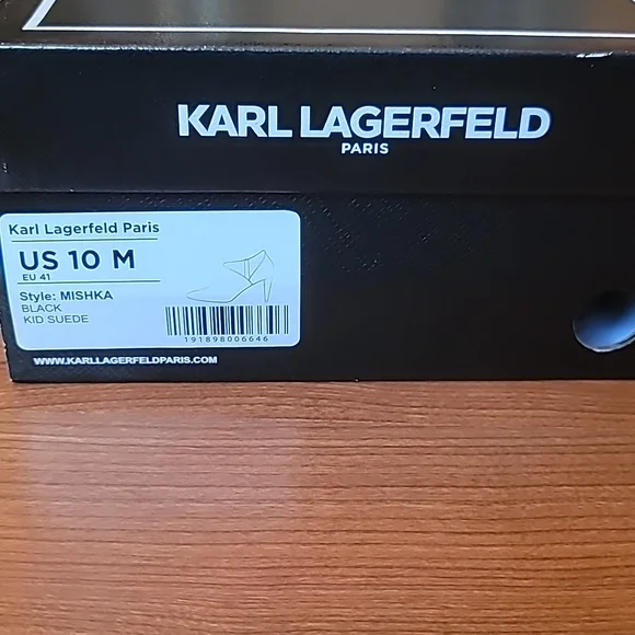 KARL LAGERFELD PARIS Black Suede Leather Mishka Ankle Boot Size 10 - Picture 6 of 6